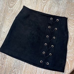 Faux Suede Lace Up Mini Skirt Size Small